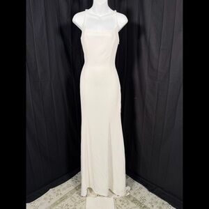 Lulu's Blessed Romance White Sleeveless Button Back Mermaid Maxi Dress Size S